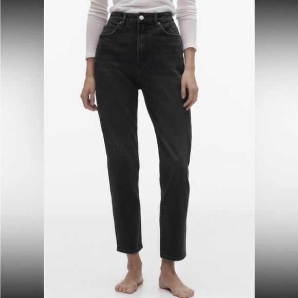 Zara High Waisted Slim Leg Ankle Length Comfort Jeans Size 2 washed black nwt - Picture 1 of 8